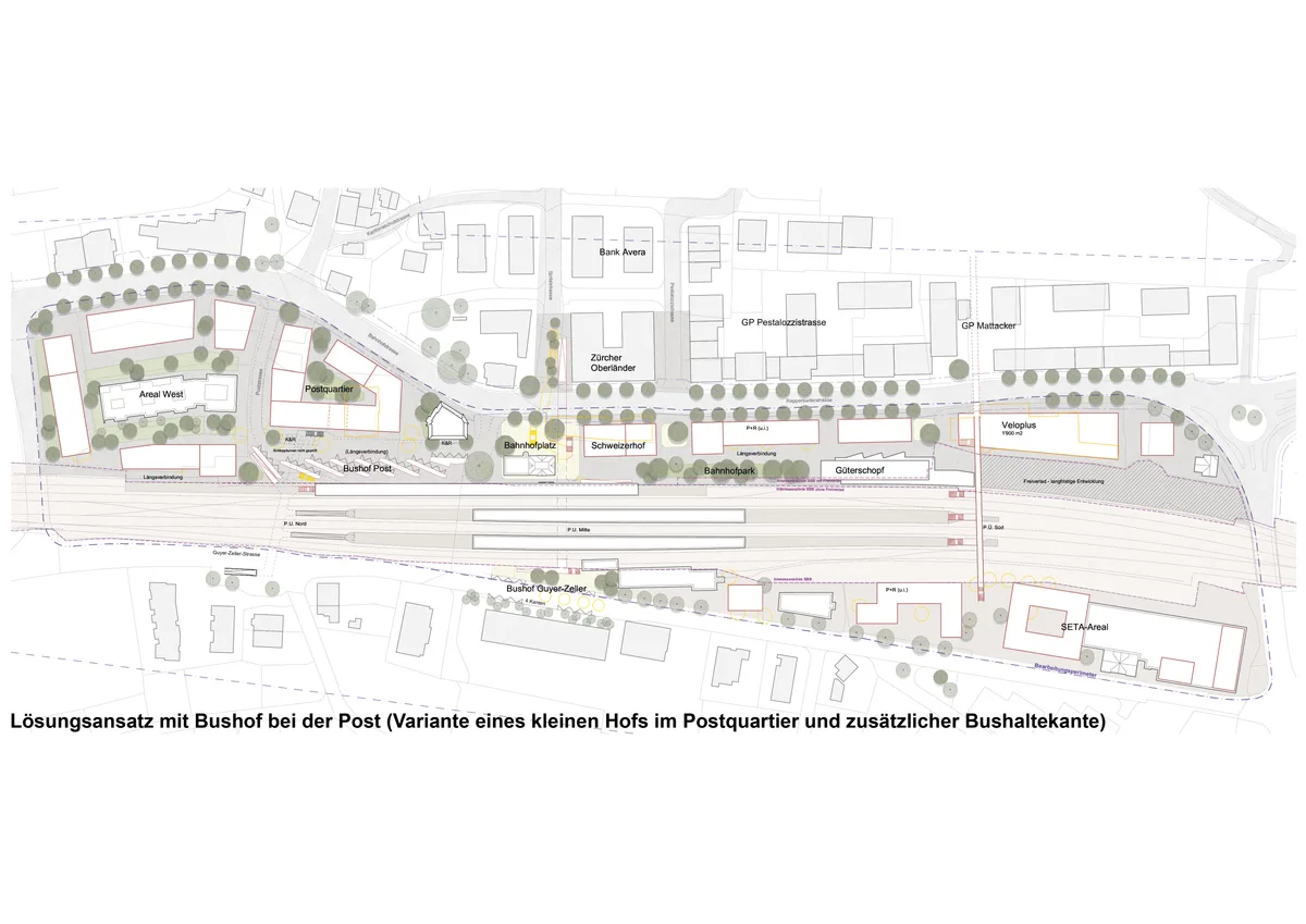 Ein Visualisierungsplan eines Bahnhofareals. 